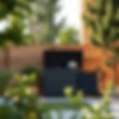 Aesthetic Integration of Storage in Outdoor Spaces Compact outdoor storage solution blending with garden