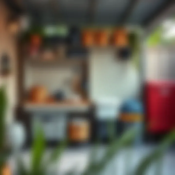 Organized outdoor storage unit with various items