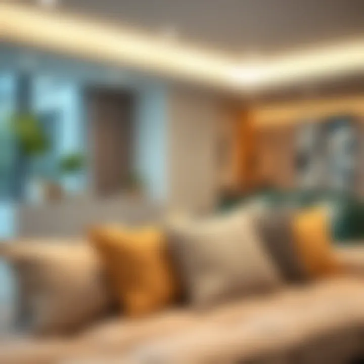 Elegant sofa headrest design in contemporary living room
