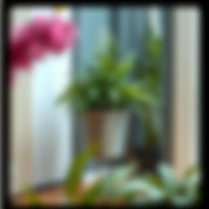 Modern metal stand planter with a lush green plant