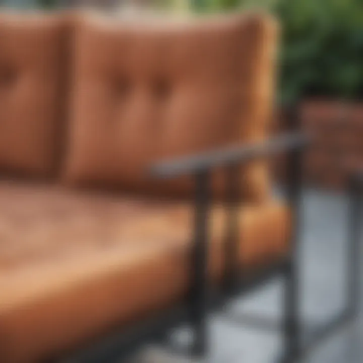 Close-up of materials used in a hanging patio couch