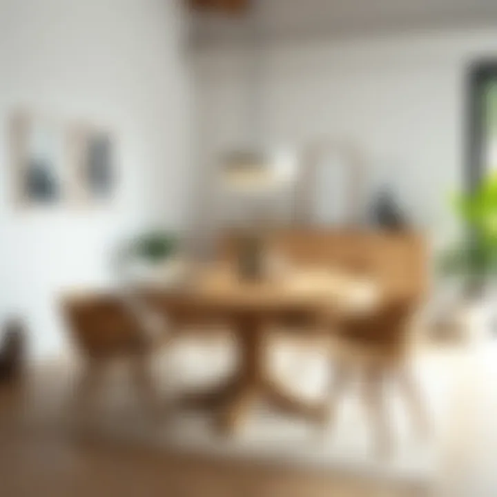 Minimalistic and functional light wood round dining table in an eco-friendly home