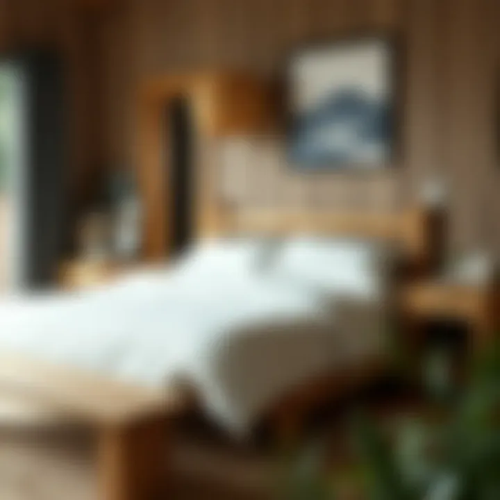 Rustic wooden bed set in a cozy environment
