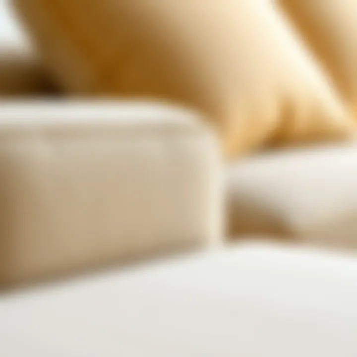 Close-up of the luxurious fabric and stitching of the sectional sofa