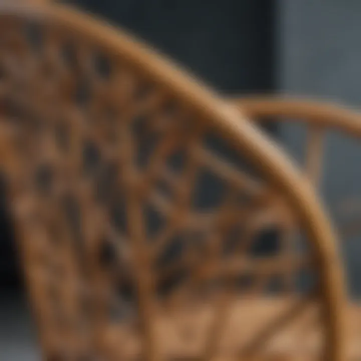 Close-up of the intricate design on a bamboo dining chair