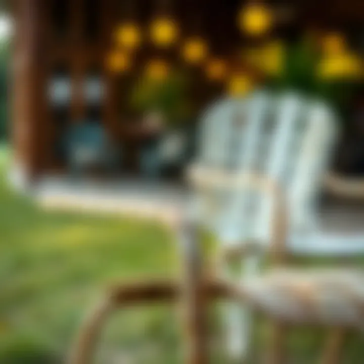 A close-up of a beautifully maintained vintage metal lawn chair