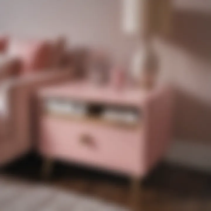 Blush side table paired with various furniture styles