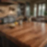 Elegant butcher block countertop showcasing rich wood grain patterns