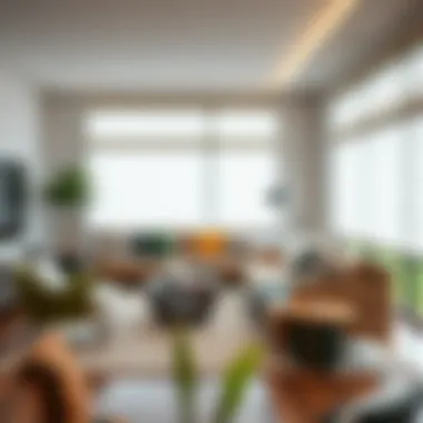 Integration of Blinds in Contemporary Design Pleated shade blinds in a contemporary living space