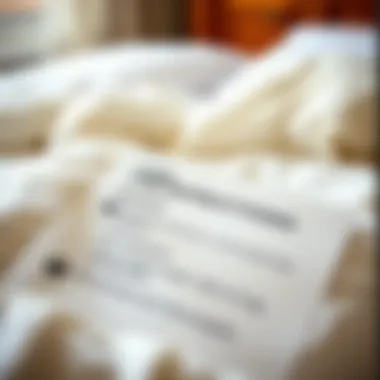 A close-up of care instructions for maintaining duvet sets, highlighting fabric types