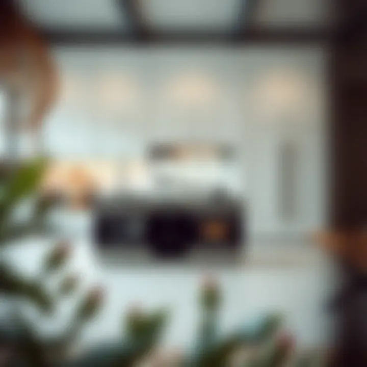 Aesthetic integration of wall oven base cabinets within a stylish kitchen environment.