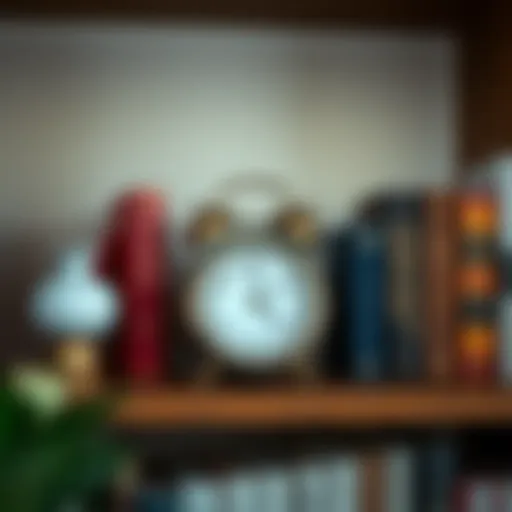 A sophisticated vintage clock placed atop a modern bookshelf