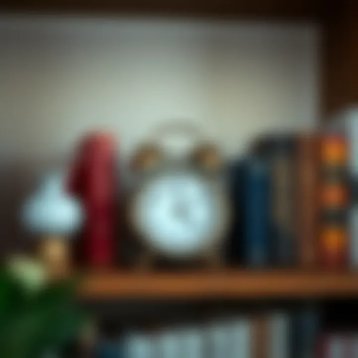 A sophisticated vintage clock placed atop a modern bookshelf