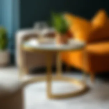 Versatile use of small gold glass side tables in various decor styles