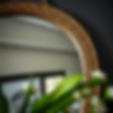 Intricate Frame Details Close-up of an elongated oval mirror showcasing intricate frame details