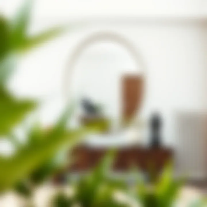 Elongated oval mirror enhancing a minimalist interior decor