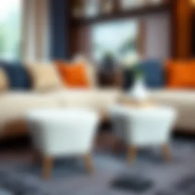 Stylish arrangement of end tables featuring unique covers