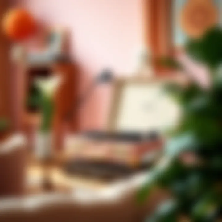 Stylish interior featuring a light pink record player