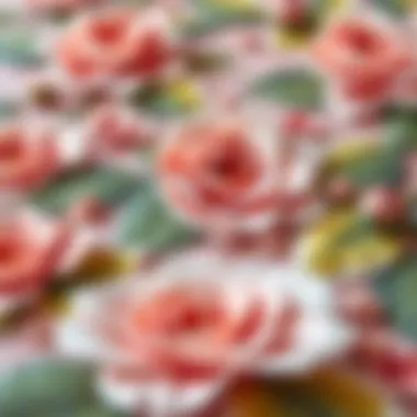 Floral Fantasy: The Intricacies of 3D Mural Art Close-up view of intricate details in a 3D floral floor mural