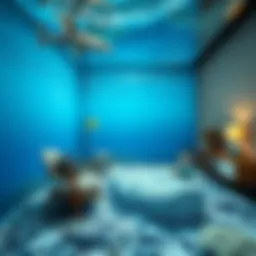 A stunning 3D floor mural depicting an underwater scene