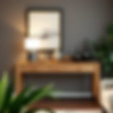 Artistic Console Table with Accents Stylish console table with unique decorative accents