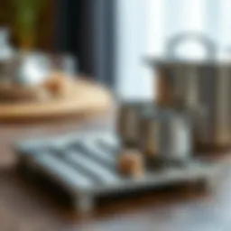 Contemporary stainless steel trivet showcasing sleek design