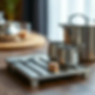 Contemporary stainless steel trivet showcasing sleek design