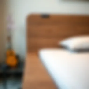 Close-up of the unique design features of a floating bed frame