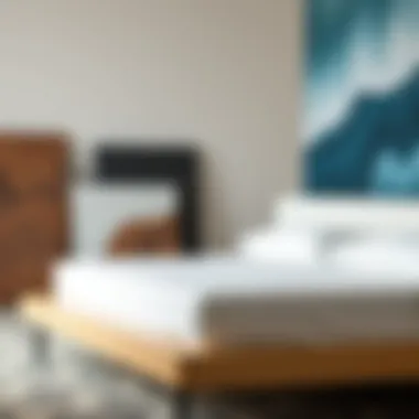A variety of materials used in floating bed frames displayed artistically