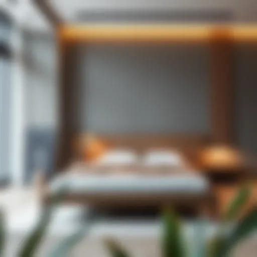 A minimalist queen size floating bed frame in a modern bedroom setting