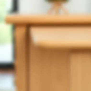 Close-up of the fine finish and craftsmanship of a light wood nursery dresser.