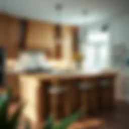 Stylish unfinished kitchen island with breakfast bar seating