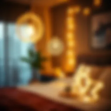 Decorative LED lights enhancing a cozy bedroom atmosphere