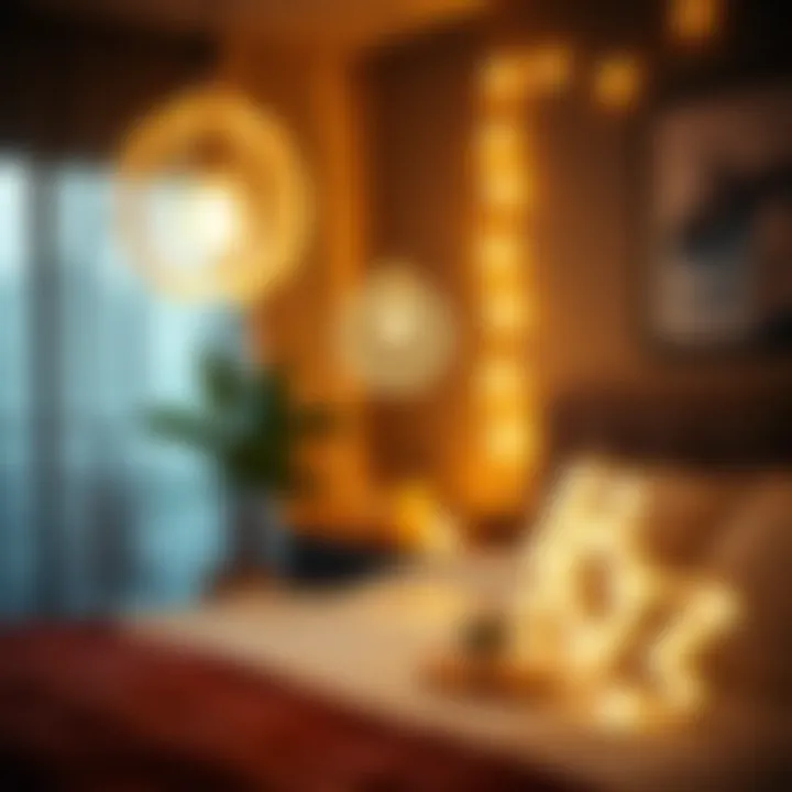Decorative LED lights enhancing a cozy bedroom atmosphere