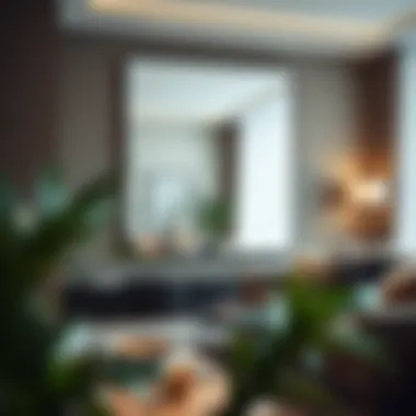 Elegant frameless mirror enhancing a modern living room