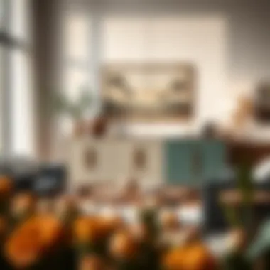 Chic sideboard styled in a modern living room setting