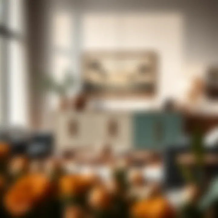 Chic sideboard styled in a modern living room setting