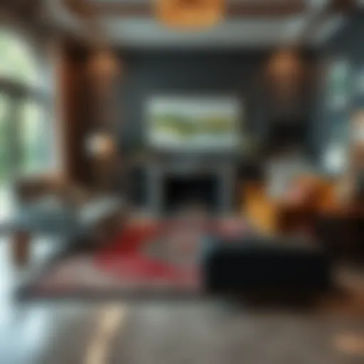 Elegant living room featuring a beautiful 7x9 rug