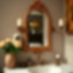 Elegant vintage vanity mirror in a chic bathroom setting
