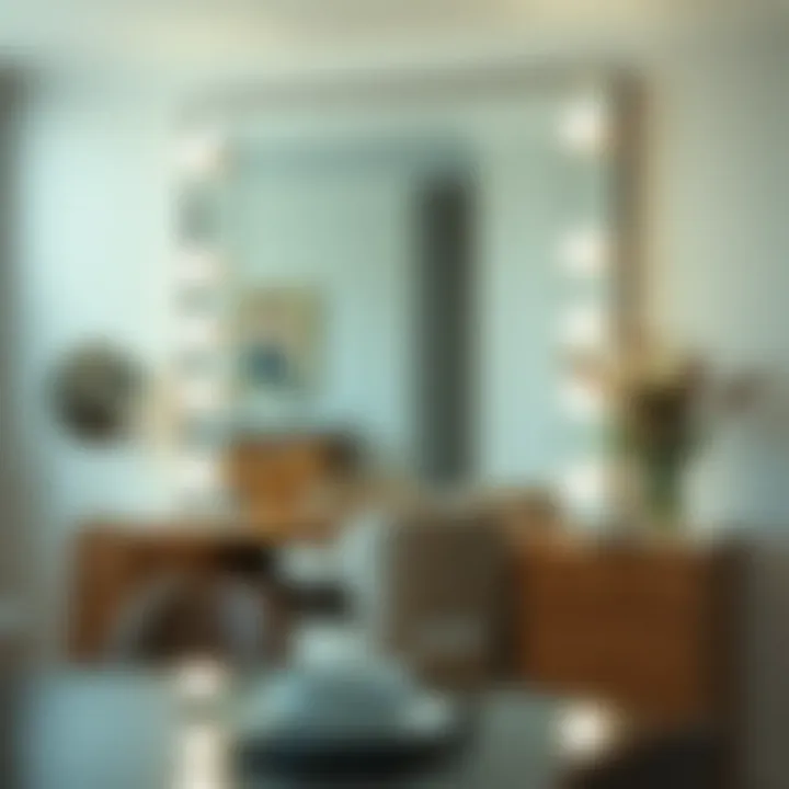 A spacious dressing area featuring a large floor mirror