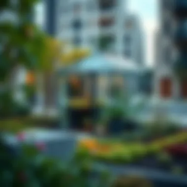 Aesthetic Mini Greenhouse in Urban Landscape Modern aesthetic integration of a mini greenhouse in urban landscaping
