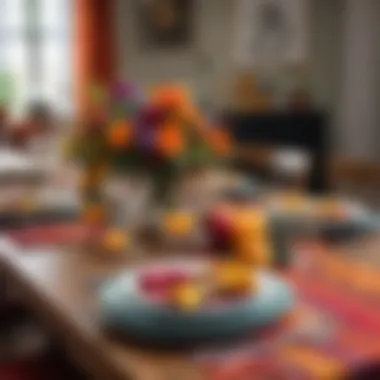 Colorful dining decor enhanced by a long table runner