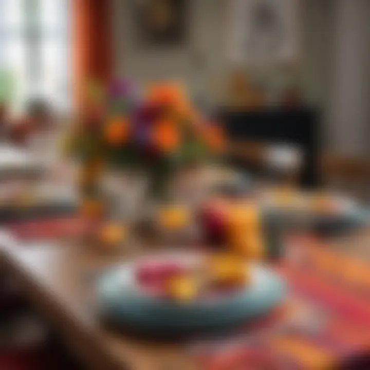 Colorful dining decor enhanced by a long table runner