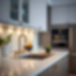 Elegant long cabinet handle in a modern kitchen setting