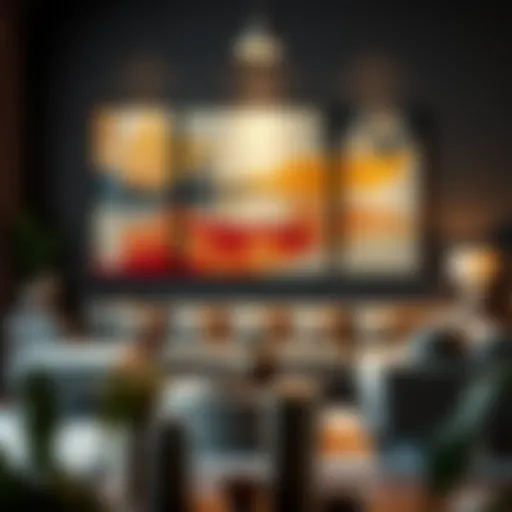 Modern abstract wall canvas art in a stylish living room