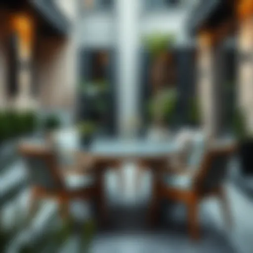 Stylish waterproof patio table set in a modern outdoor setting