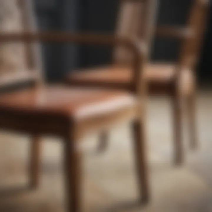 Close-up of the craftsmanship in a wooden dining chair