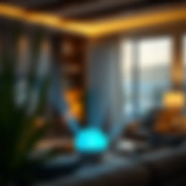 An elegant fish night light projector placed in a modern living room setting