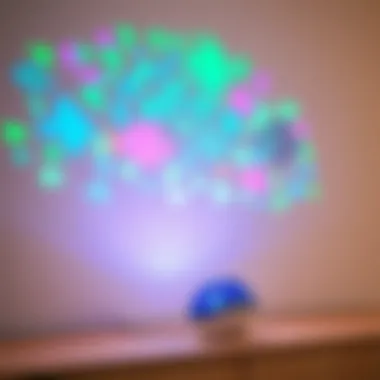 A visually stunning fish night light projector casting vibrant aquatic patterns on a wall
