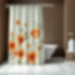 Elegant floral shower curtain enhancing bathroom decor